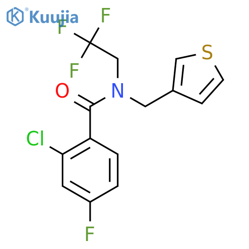 2-chloro-4-fluoro-N-(thiophen-3-yl)methyl-N-(2,2,2-trifluoroethyl)benzamide structure