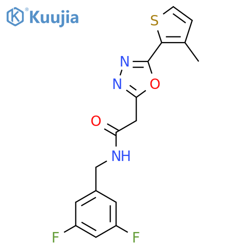 N-(3,5-difluorophenyl)methyl-2-5-(3-methylthiophen-2-yl)-1,3,4-oxadiazol-2-ylacetamide structure