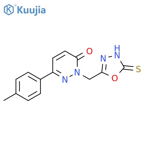 6-(4-methylphenyl)-2-(5-sulfanyl-1,3,4-oxadiazol-2-yl)methyl-2,3-dihydropyridazin-3-one structure