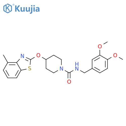 N-(3,4-dimethoxyphenyl)methyl-4-(4-methyl-1,3-benzothiazol-2-yl)oxypiperidine-1-carboxamide structure