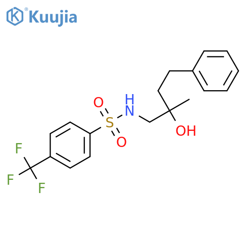 N-(2-hydroxy-2-methyl-4-phenylbutyl)-4-(trifluoromethyl)benzene-1-sulfonamide structure