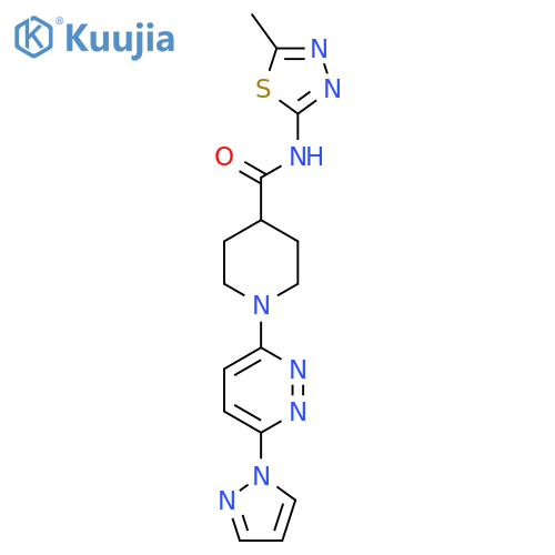 N-(5-methyl-1,3,4-thiadiazol-2-yl)-1-6-(1H-pyrazol-1-yl)pyridazin-3-ylpiperidine-4-carboxamide structure