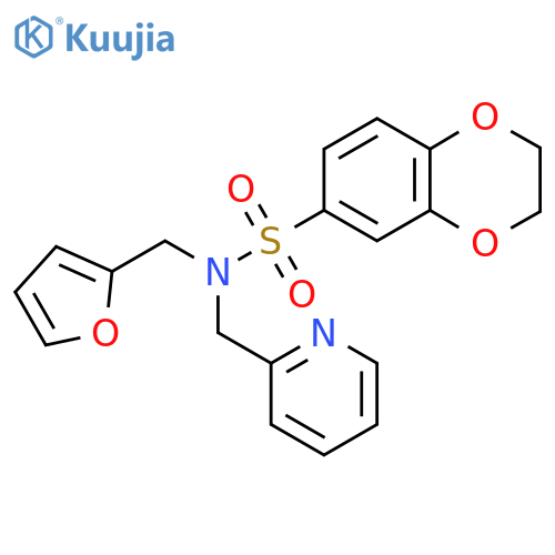 N-(furan-2-yl)methyl-N-(pyridin-2-yl)methyl-2,3-dihydro-1,4-benzodioxine-6-sulfonamide structure