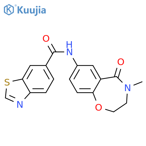 N-(4-methyl-5-oxo-2,3,4,5-tetrahydro-1,4-benzoxazepin-7-yl)-1,3-benzothiazole-6-carboxamide structure