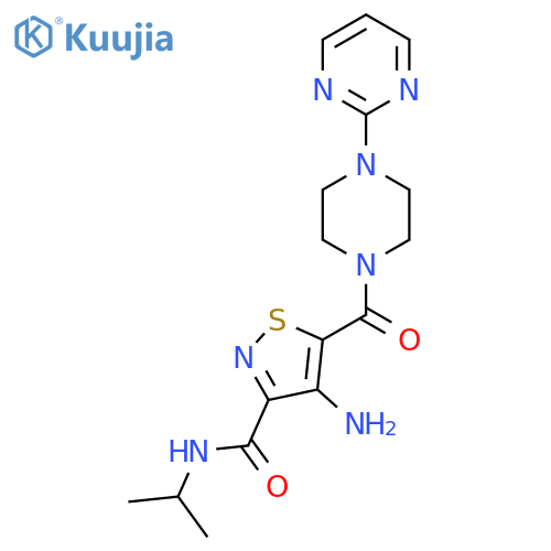 4-amino-N-(propan-2-yl)-5-4-(pyrimidin-2-yl)piperazine-1-carbonyl-1,2-thiazole-3-carboxamide structure