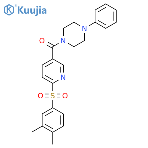 1-6-(3,4-dimethylbenzenesulfonyl)pyridine-3-carbonyl-4-phenylpiperazine structure