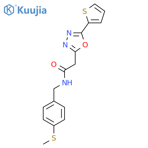 N-{4-(methylsulfanyl)phenylmethyl}-2-5-(thiophen-2-yl)-1,3,4-oxadiazol-2-ylacetamide structure
