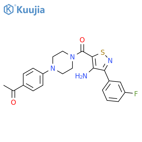 1-(4-{4-[4-amino-3-(3-fluorophenyl)-1,2-thiazole-5-carbonyl]piperazin-1-yl}phenyl)ethan-1-one structure
