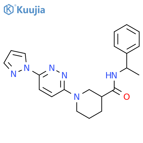 N-(1-phenylethyl)-1-[6-(1H-pyrazol-1-yl)pyridazin-3-yl]piperidine-3-carboxamide structure
