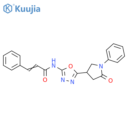 (2E)-N-[5-(5-oxo-1-phenylpyrrolidin-3-yl)-1,3,4-oxadiazol-2-yl]-3-phenylprop-2-enamide structure