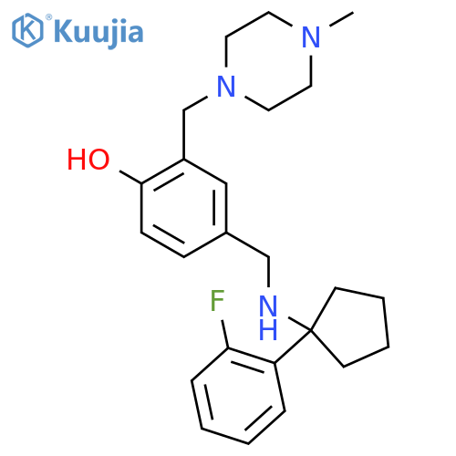 4-[[[1-(2-Fluorophenyl)cyclopentyl]amino]methyl]-2-[(4-methylpiperazin-1-yl)methyl]phenol structure