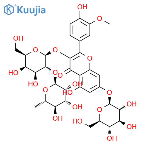 4H-1-Benzopyran-4-one,3-[[2-O-(6-deoxy-a-L-mannopyranosyl)-b-D-galactopyranosyl]oxy]-7-(b-D-glucopyranosyloxy)-5-hydroxy-2-(4-hydroxy-3-methoxyphenyl)-(9CI) structure