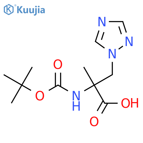2-{(tert-butoxy)carbonylamino}-2-methyl-3-(1H-1,2,4-triazol-1-yl)propanoic acid structure