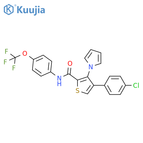 4-(4-chlorophenyl)-3-(1H-pyrrol-1-yl)-N-[4-(trifluoromethoxy)phenyl]thiophene-2-carboxamide structure