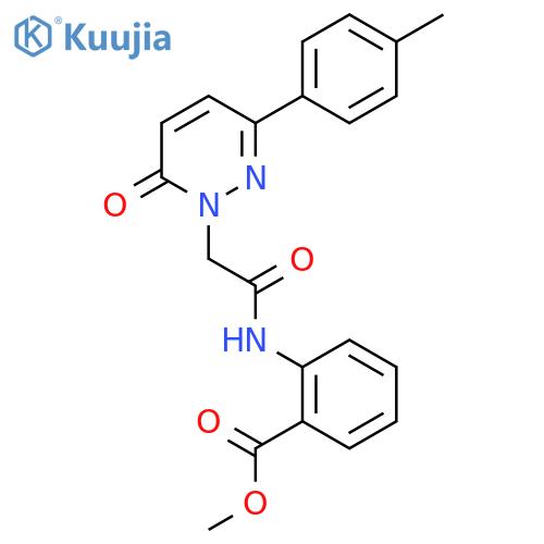 methyl 2-{2-[3-(4-methylphenyl)-6-oxo-1,6-dihydropyridazin-1-yl]acetamido}benzoate structure