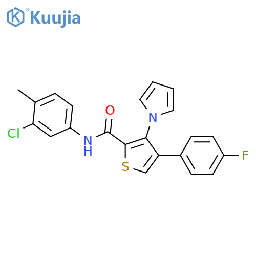 N-(3-chloro-4-methylphenyl)-4-(4-fluorophenyl)-3-(1H-pyrrol-1-yl)thiophene-2-carboxamide structure