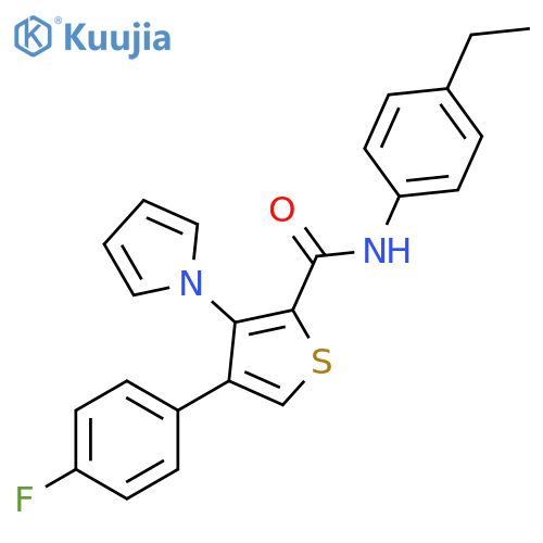 N-(4-ethylphenyl)-4-(4-fluorophenyl)-3-(1H-pyrrol-1-yl)thiophene-2-carboxamide structure