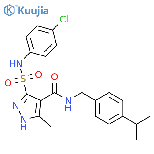 5-[(4-chlorophenyl)sulfamoyl]-3-methyl-N-{[4-(propan-2-yl)phenyl]methyl}-1H-pyrazole-4-carboxamide structure