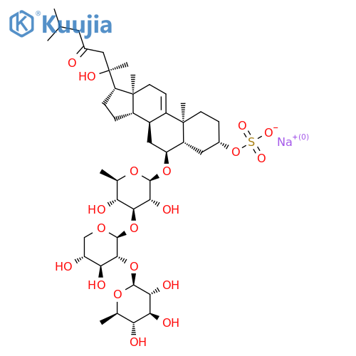 Cholest-9(11)-en-23-one,6-[(O-6-deoxy-b-D-glucopyranosyl-(1(R)2)-O-b-D-xylopyranosyl-(1(R)3)-6-deoxy-b-D-glucopyranosyl)oxy]-20-hydroxy-3-(sulfooxy)-,monosodium salt, (3b,5a,6a)- (9CI) structure