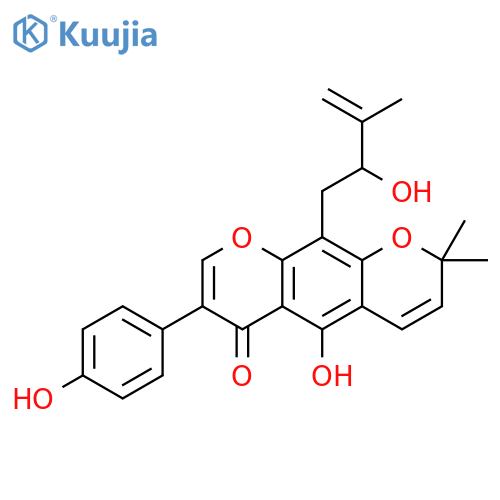 2H,6H-Benzo[1,2-b:5,4-b']dipyran-6-one,5-hydroxy-10-(2-hydroxy-3-methyl-3-butenyl)-7-(4-hydroxyphenyl)-2,2-dimethyl-(9CI) structure