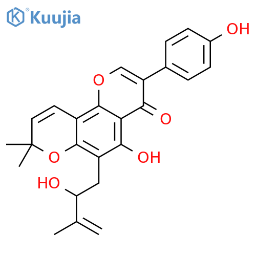 4H,8H-Benzo[1,2-b:3,4-b']dipyran-4-one, 5-hydroxy-6-(2-hydroxy-3-methyl-3-butenyl)-3-(4-hydroxyphenyl)-8,8-dimethyl- (9CI) structure