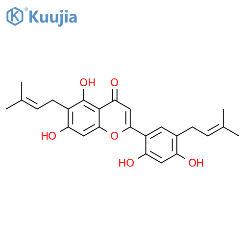 4H-1-Benzopyran-4-one,2-[2,4-dihydroxy-5-(3-methyl-2-buten-1-yl)phenyl]-5,7-dihydroxy-6-(3-methyl-2-buten-1-yl)- structure