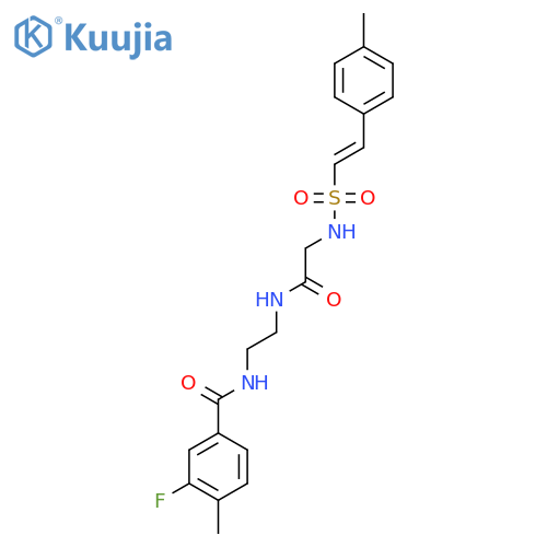 N-{2-[(3-fluoro-4-methylphenyl)formamido]ethyl}-2-[2-(4-methylphenyl)ethenesulfonamido]acetamide structure