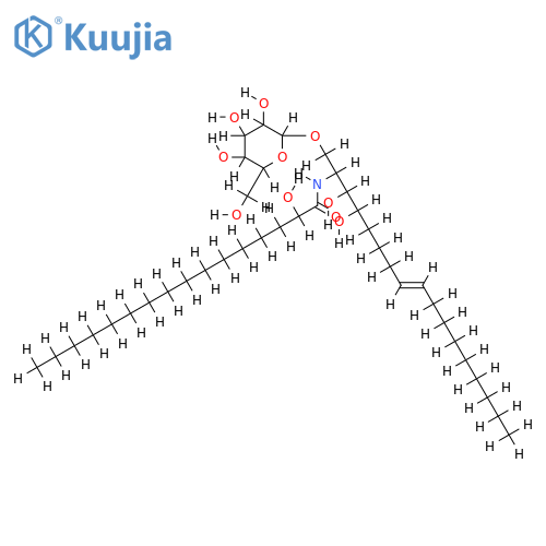 (2S, 3S, 4R, 8E)-1-(beta-D-glucopyranosyl-3,4-dihydroxyl-2-[(R)-2'-hydroxylpalmitoyl]amino)-8-heptadecaene structure
