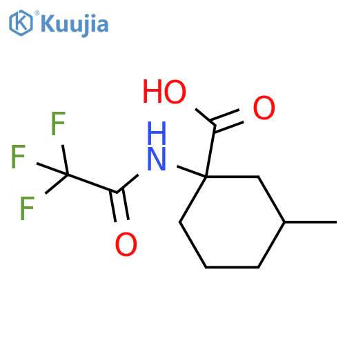 3-methyl-1-(trifluoroacetamido)cyclohexane-1-carboxylic acid structure