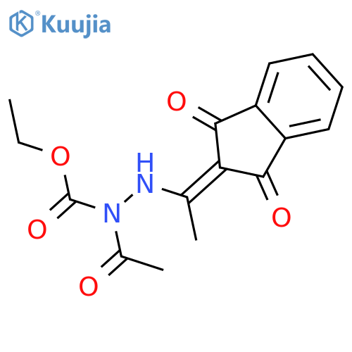 Acetic acid,2-[1-(1,3-dihydro-1,3-dioxo-2H-inden-2-ylidene)ethyl]-1-(ethoxycarbonyl)hydrazide structure