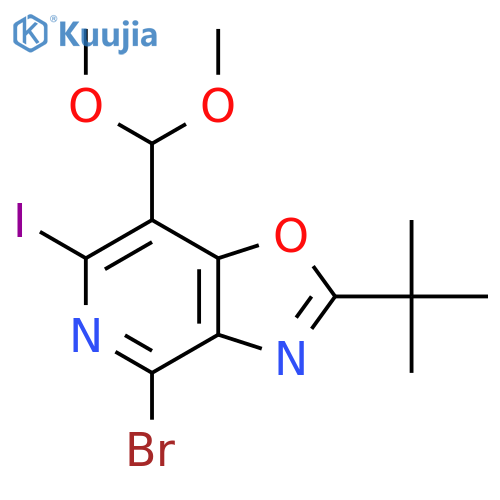 4-Bromo-2-(tert-butyl)-7-(dimethoxymethyl)-6-iodooxazolo4,5-cpyridine structure