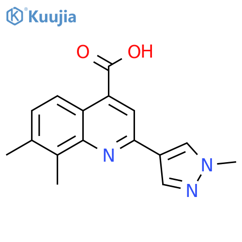 7,8-dimethyl-2-(1-methyl-1H-pyrazol-4-yl)quinoline-4-carboxylic acid structure