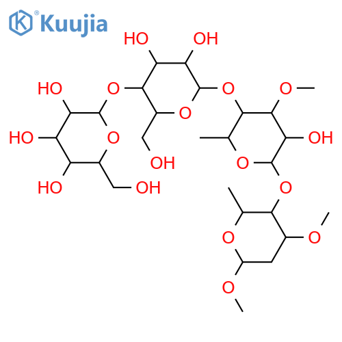α-D-arabino-Hexopyranoside, methyl O-β-D-glucopyranosyl-(1→4)-O-β-D-glucopyranosyl-(1→4)-O-6-deoxy-3-O-methyl-β-D-glucopyranosyl-(1→4)-2,6-dideoxy-3-O-methyl- structure