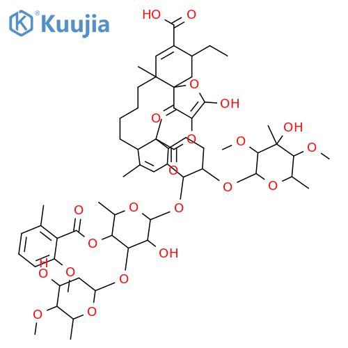 16H-14a,17-Metheno-14aH-benzo[e]naphtho[2,1-k][1,4]dioxacyclotridecin-12-carboxylicacid, 4-[[6-deoxy-3-O-(2,6-dideoxy-4-O-methyl-b-D-ribo-hexopyranosyl)-4-O-(2-methoxy-6-methylbenzoyl)-b-D-allopyranosyl]oxy]-3-[(6-deoxy-3-C-methyl-2,4-di-O-methyl-a-mannopyranosyl)oxy]-13-ethyl-1,2,3,4,4a,6a,7,8,9,10,10a,13,14,19,19a,19b-hexadecahydro-20-hydroxy-6,10a,19a-trimethyl-16,19-dioxo-,(3S,4R,4aS,6aS,10aR,13R,14aS,19aS,19bR)- (9CI) structure