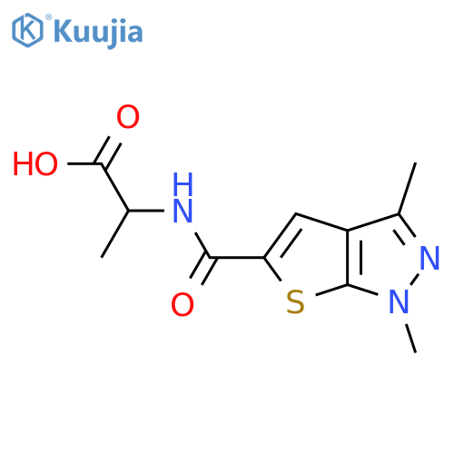 2-({1,3-dimethyl-1H-thieno[2,3-c]pyrazol-5-yl}formamido)propanoic acid structure