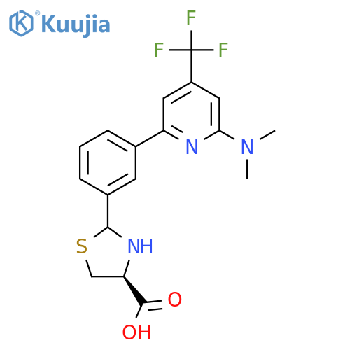 (S)-2-[3-(6-Dimethylamino-4-trifluoromethyl-pyridin-2-yl)-phenyl]-thiazolidine-4-carboxylic acid structure