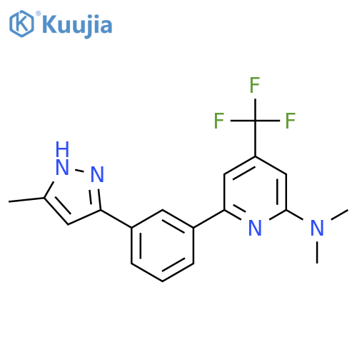 Dimethyl-{6-[3-(5-methyl-1H-pyrazol-3-yl)-phenyl]-4-trifluoromethyl-pyridin-2-yl}-amine structure