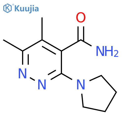5,6-dimethyl-3-(pyrrolidin-1-yl)pyridazine-4-carboxamide structure