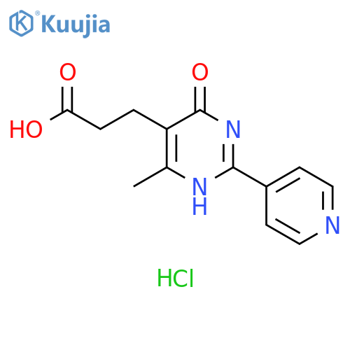 3-[4-methyl-6-oxo-2-(pyridin-4-yl)-1,6-dihydropyrimidin-5-yl]propanoic acid hydrochloride structure