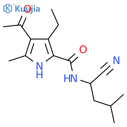 4-acetyl-N-(1-cyano-3-methylbutyl)-3-ethyl-5-methyl-1H-pyrrole-2-carboxamide structure