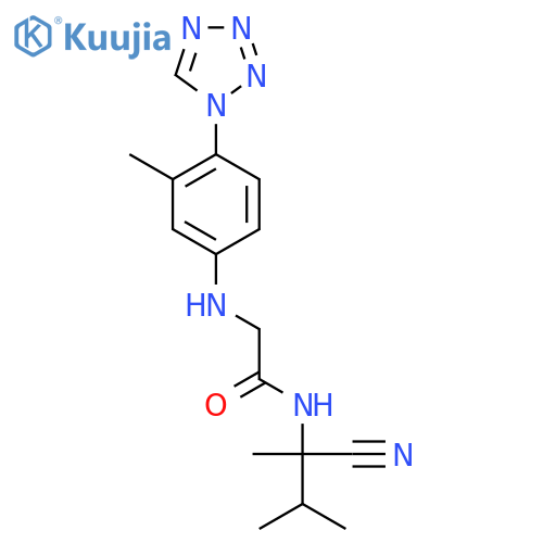 N-(1-cyano-1,2-dimethylpropyl)-2-{[3-methyl-4-(1H-1,2,3,4-tetrazol-1-yl)phenyl]amino}acetamide structure