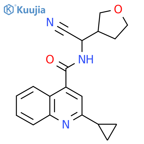 N-[cyano(oxolan-3-yl)methyl]-2-cyclopropylquinoline-4-carboxamide structure