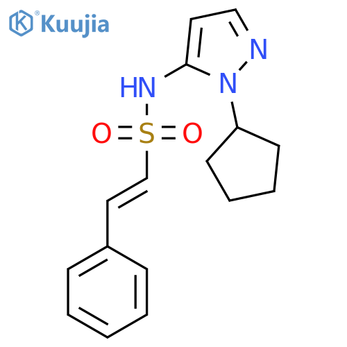 N-(1-cyclopentyl-1H-pyrazol-5-yl)-2-phenylethene-1-sulfonamide structure