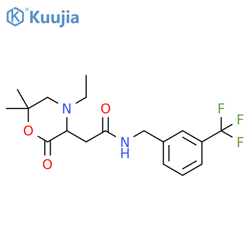 2-(4-ethyl-6,6-dimethyl-2-oxomorpholin-3-yl)-N-{3-(trifluoromethyl)phenylmethyl}acetamide structure