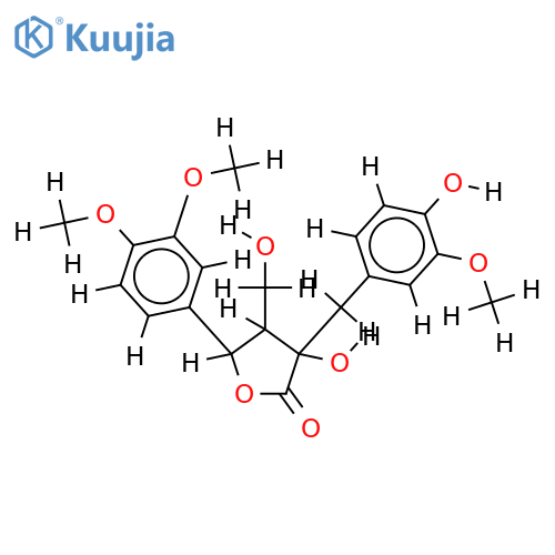 5-(3",4"-dimethoxyphenyl)-3-hydroxy-3-(4'-hydroxy-3'-methoxybenzyl)-4-hydroxymethyl-dihydrofuran-2-one structure
