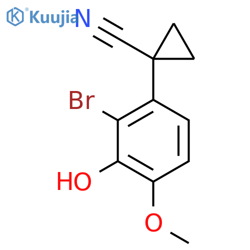 1-(2-bromo-3-hydroxy-4-methoxyphenyl)cyclopropane-1-carbonitrile structure