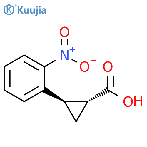 rac-(1R,2R)-2-(2-nitrophenyl)cyclopropane-1-carboxylic acid structure