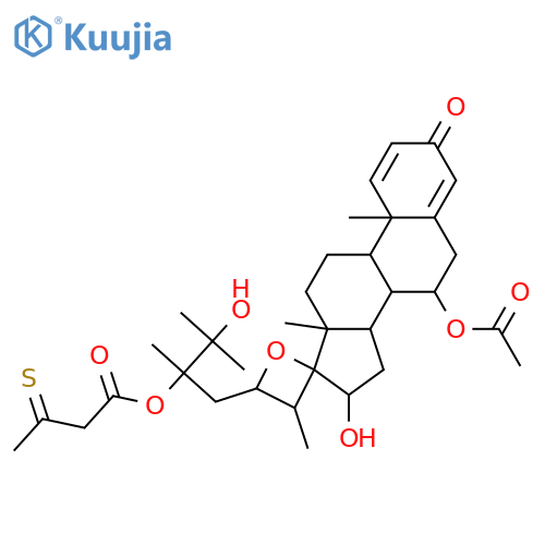 Ergosta-1,4-dien-3-one,7-(acetyloxy)-17,22-epoxy-16,25-dihydroxy-24-[3-(methylthio)-1,3-dioxopropoxy]-,(7a,16b,22R)- (9CI) structure