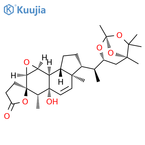 Spiro[2H-cyclopenta[7,8]naphth[1,2-b]oxirene-2,2'(5'H)-furan]-5'-one, 1a,3,3',3a,4',5a,6,7,8,8a,8b,8c-dodecahydro-3a-hydroxy-3,5a-dimethyl-6-[(1S)-1-[(1S,3R,5R)-1,5,6,6-tetramethyl-2,7,8-trioxabicyclo[3.2.1]oct-3-yl]ethyl]-, (1aS,2R,3S,3aS,5aR,6R,8aS,8bR,8cS)- structure