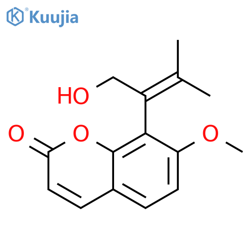 2H-1-Benzopyran-2-one,8-[1-(hydroxymethyl)-2-methyl-1-propen-1-yl]-7-methoxy- structure